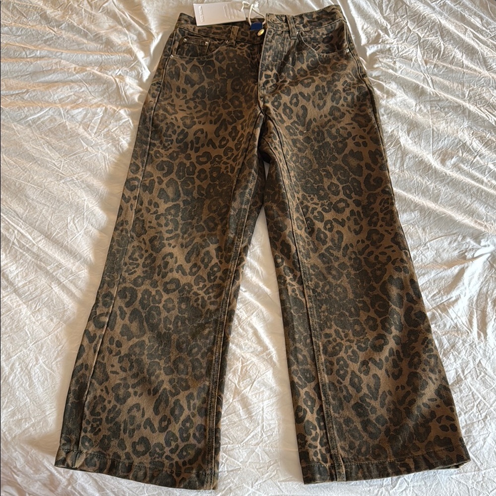 Aelfric Eden Brown Leopard Print Flare Jeans